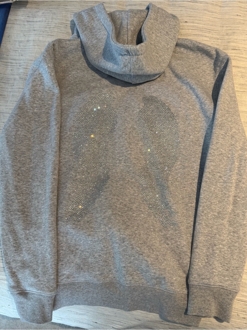 ETSY Rhinestone Angel Wing Zip Hoodie